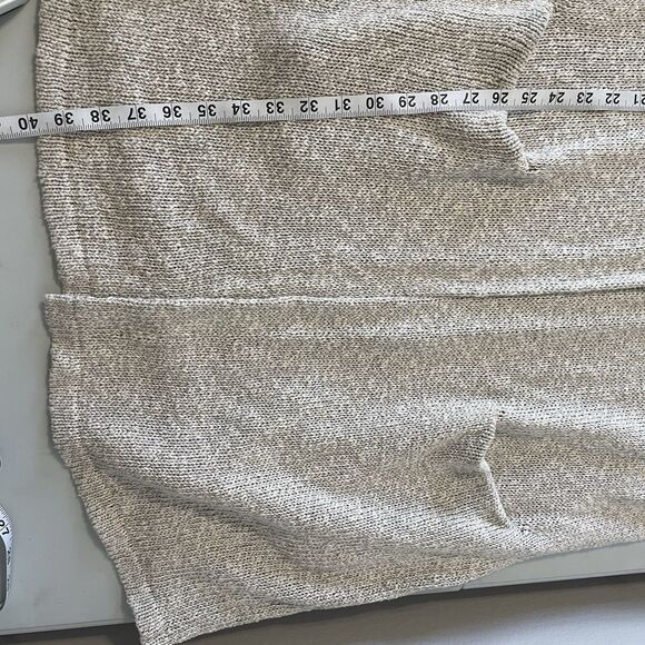Jenni Kayne Oatmeal Cotton Linen Long Hooded Cardigan Sweater M Knit Designer - Picture 12 of 12